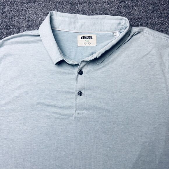 LINKSOUL Tempus Fugit Light Blue Polo Shirt Pima Men's XXL 2XL - Picture 1 of 7